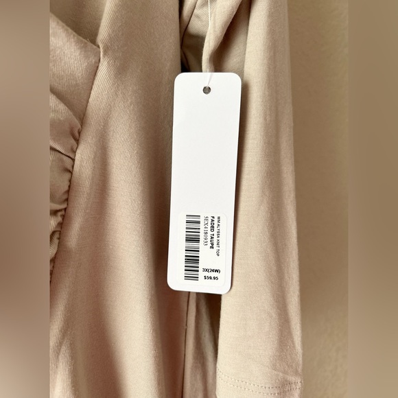 Soft Surrounding 3/4 Sleeve Alyssa Knit Faux Wrap Faded Taupe Top - Picture 4 of 8